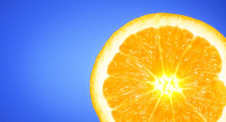Free stock image of Orange Slice on Sky Blue Background created by Jack Moreh
