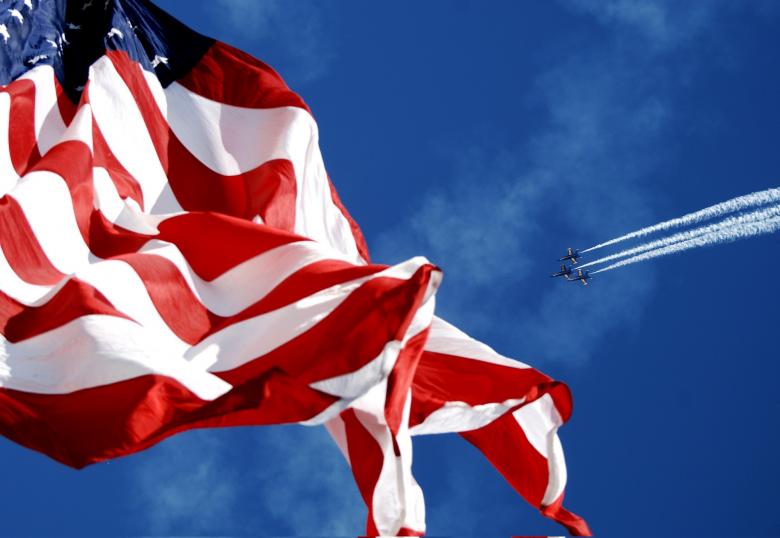 Free stock image of Flying over the American Flag created by Pixabay