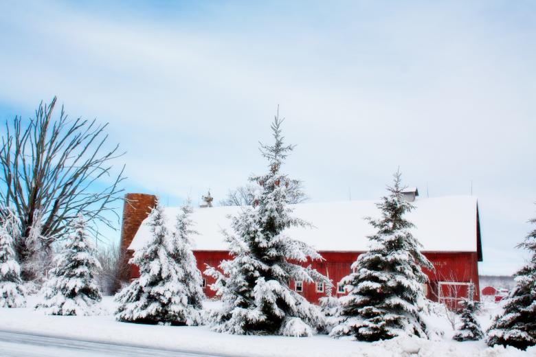 Free stock image of Barn at Winter created by Pixabay