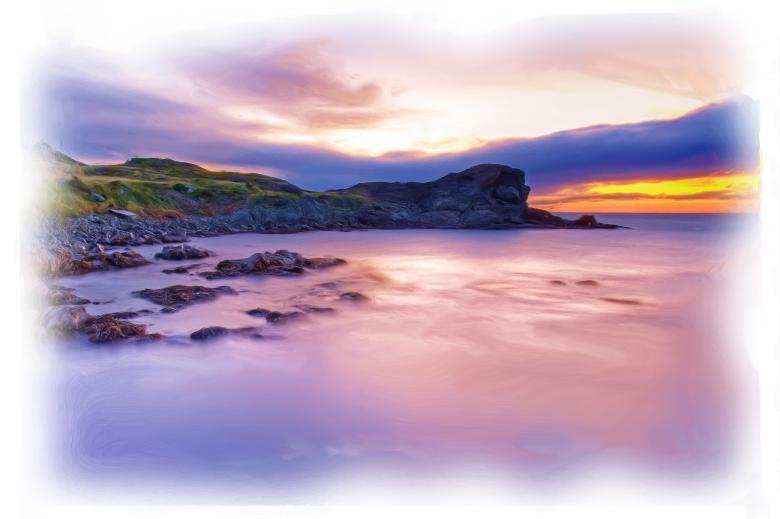 Free stock image of Oil Painted Shore Landscape created by Geoffrey Whiteway