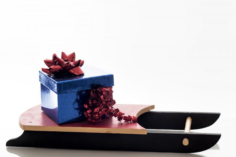 Free stock image of Christmas Sled with Gift created by Geoffrey Whiteway