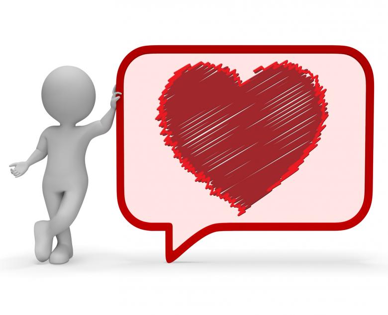 Free stock image of Heart Speech Bubble Means Valentines Day 3d Rendering created by Stuart Miles