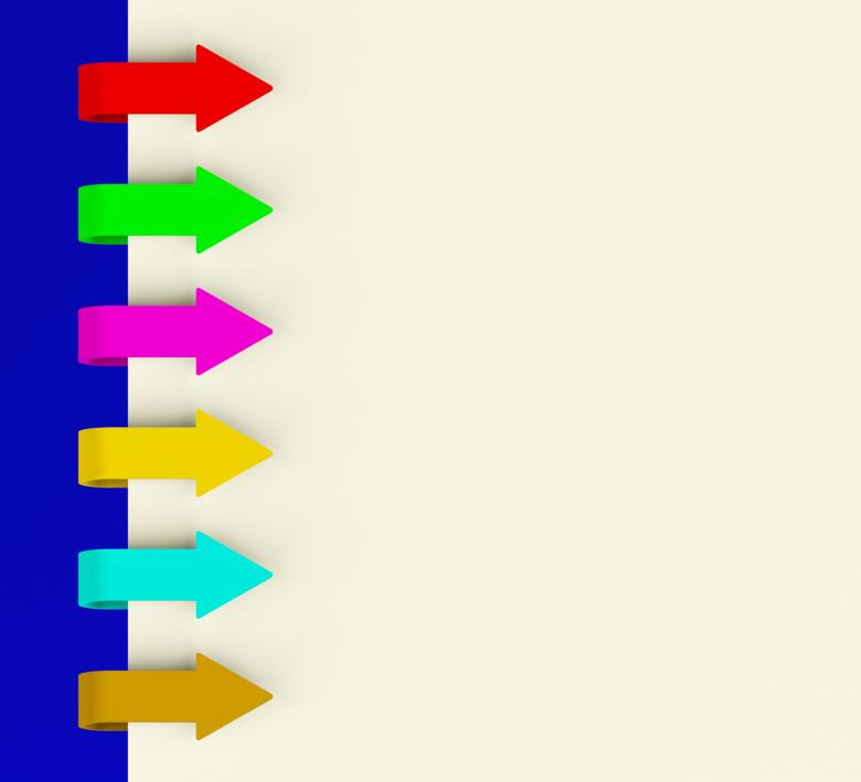 Free stock image of Six Multicolored Arrow Tabs Over Paper For Menu List Or Notes created by Stuart Miles