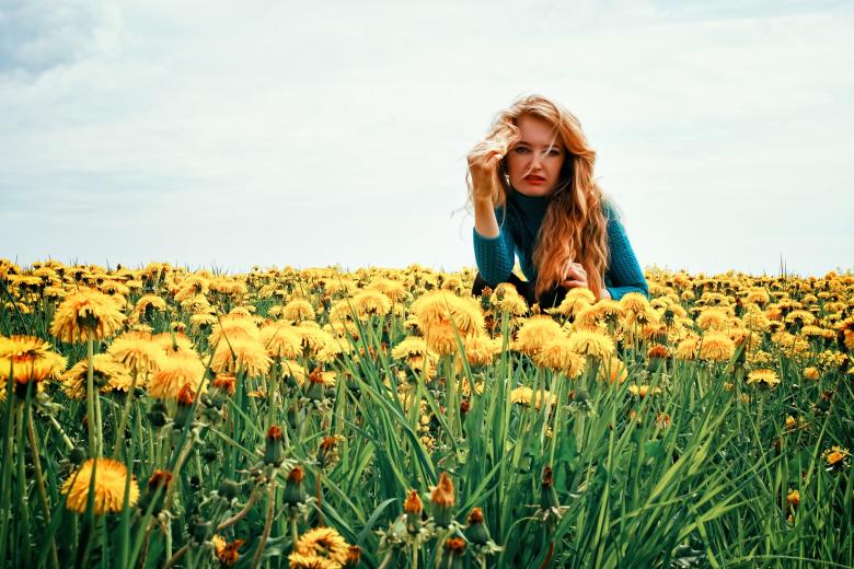 Free stock image of Woman with Dandelions created by Pixabay
