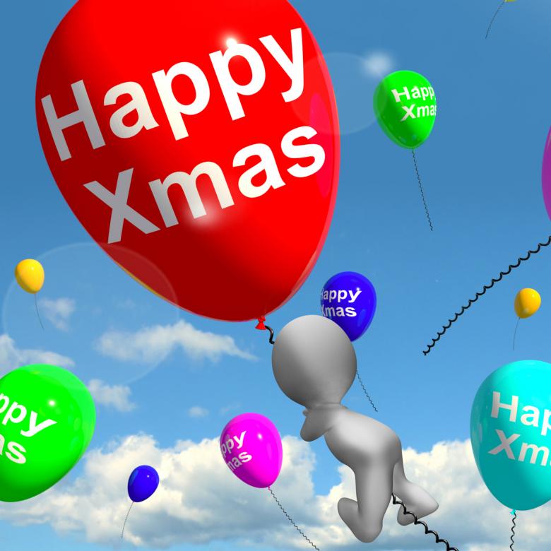Free stock image of Balloons Floating In The Sky With Happy Xmas Message created by Stuart Miles
