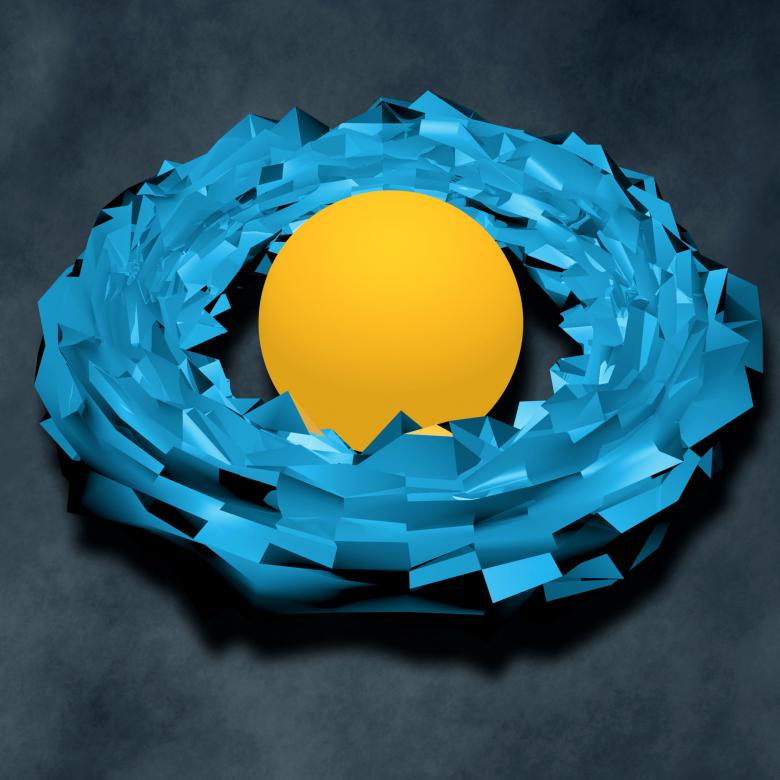 Free stock image of Yellow Ball with Blue Circle created by bykst