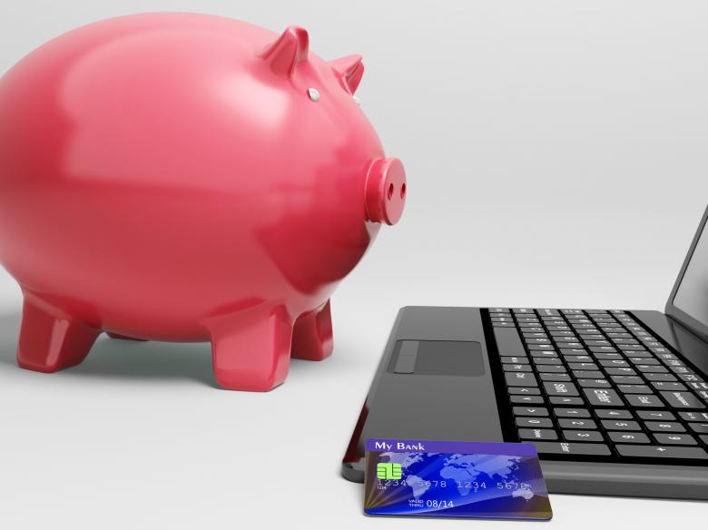 Free stock image of Piggy At Computer Shows Banking On Laptop created by Stuart Miles