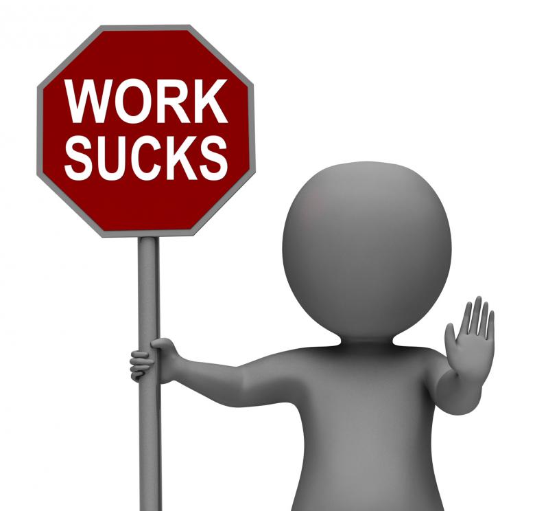 Free stock image of Work Sucks Stop Sign Shows Stopping Difficult Working Labour created by Stuart Miles