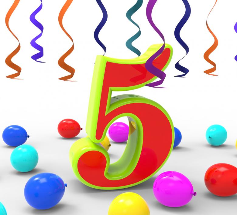 Free stock image of Number Five Party Shows Multi Coloured Decorations And Confetti created by Stuart Miles