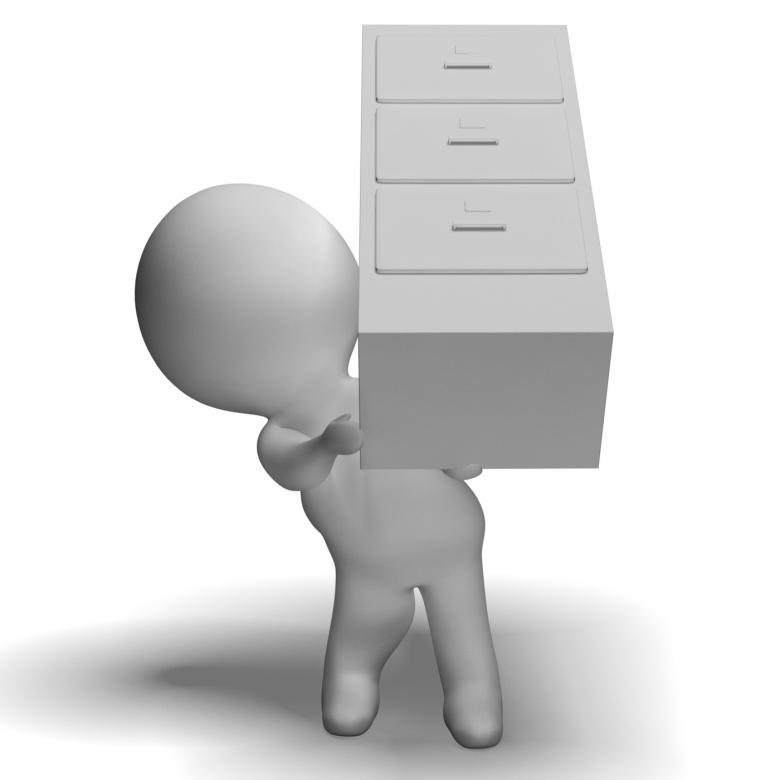 Free stock image of Filing Cabinet Carried By 3d Character Shows Organization created by Stuart Miles