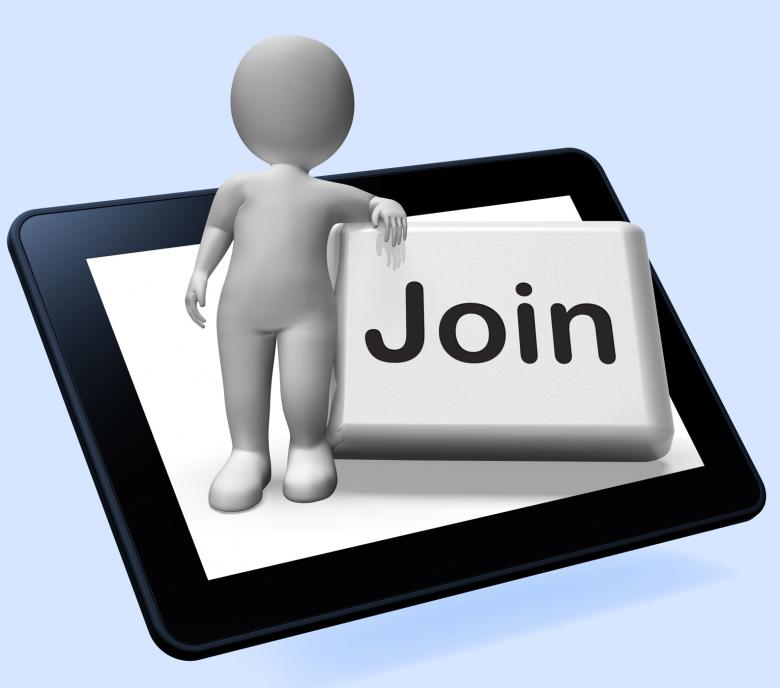 Free stock image of Join Button Tablet Shows Subscribing Membership Or Registration created by Stuart Miles