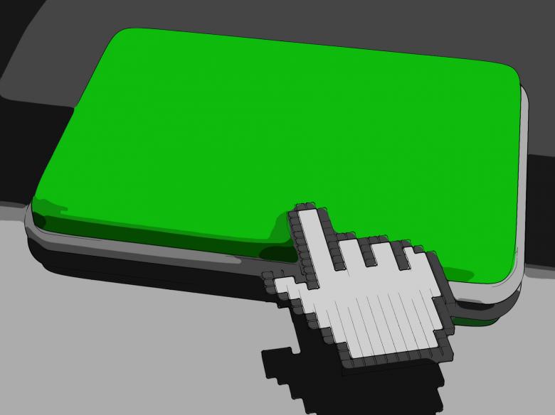 Free stock image of Cursor Hand On Key Background Shows Blank Copy space Click Here created by Stuart Miles