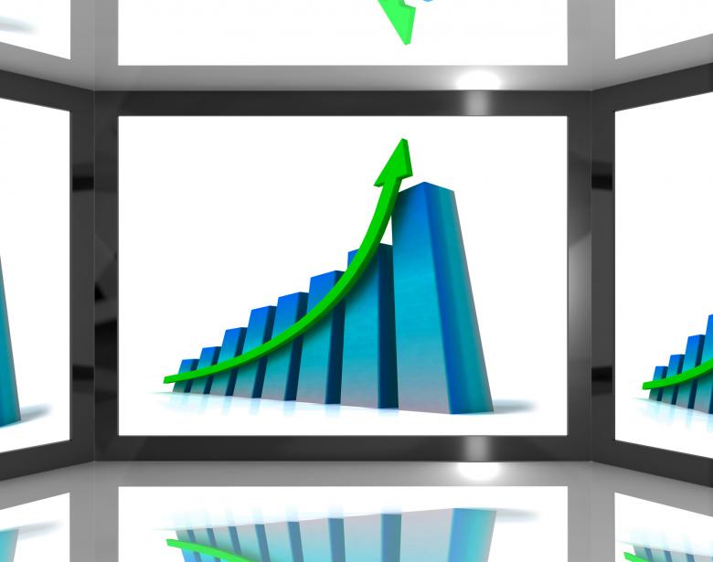 Free stock image of Arrow Pointing Up On Screen Shows Successful Sales created by Stuart Miles