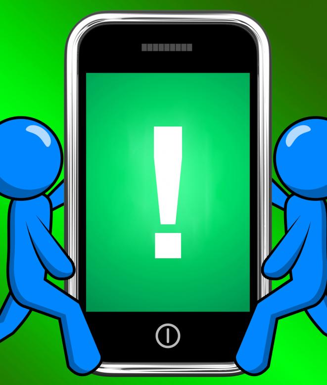 Free stock image of Exclamation Mark On Phone Displays Attention Warning created by Stuart Miles