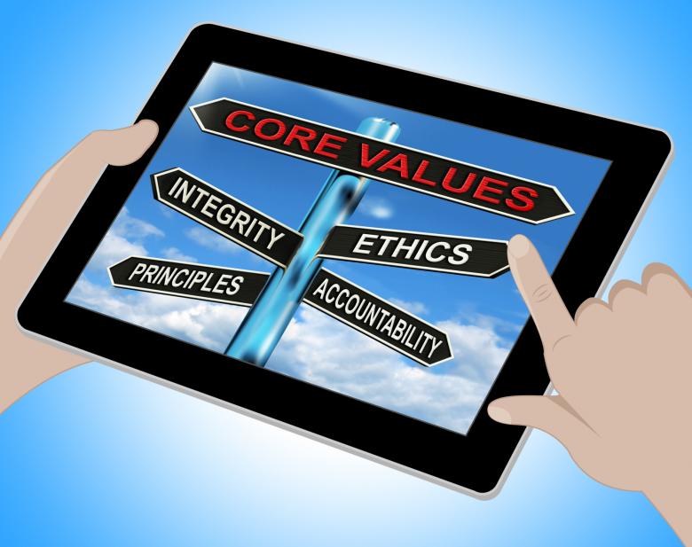 Free stock image of Core Values Tablet Means Integrity Ethics Principals And Accountabilit created by Stuart Miles