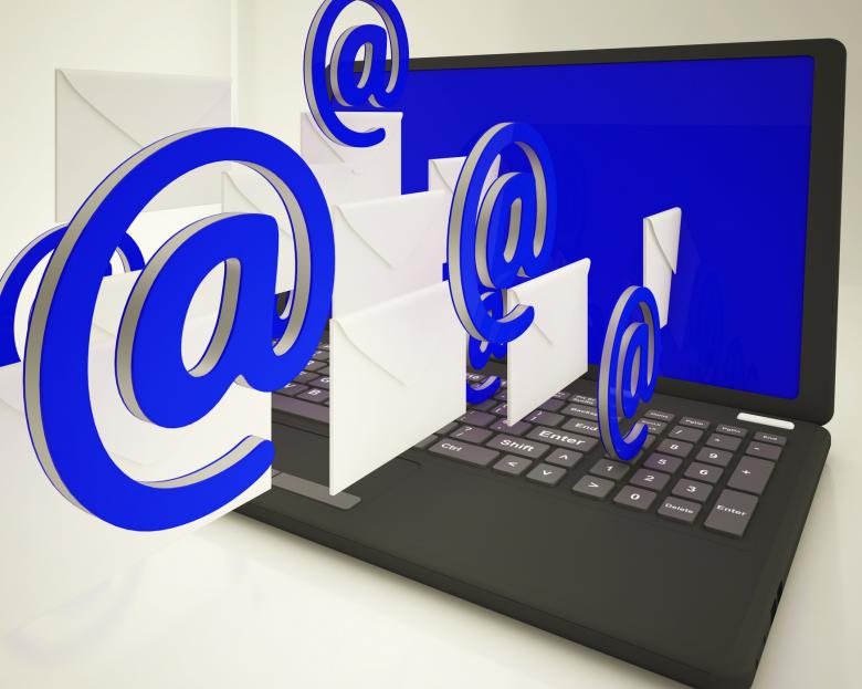 Free stock image of Mail Signs Leaving Laptop Shows Ongoing Messages created by Stuart Miles