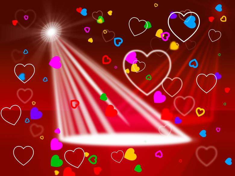 Free stock image of Heart Spotlight Shows Valentines Day And Affection created by Stuart Miles