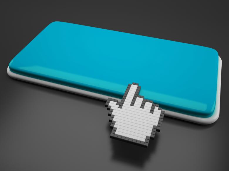 Free stock image of Cursor Hand On Key Background Shows Blank Copyspace Click Here created by Stuart Miles