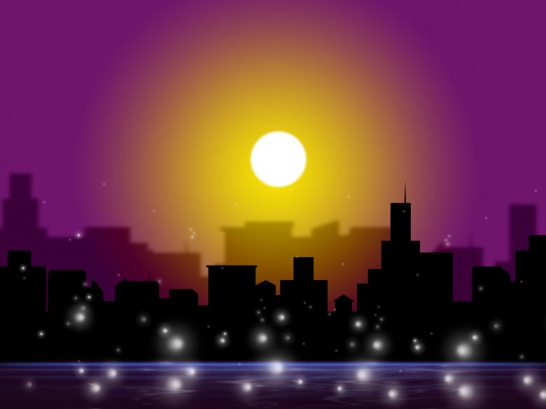 Free stock image of Sunset City Shows Night Time And Darkness created by Stuart Miles