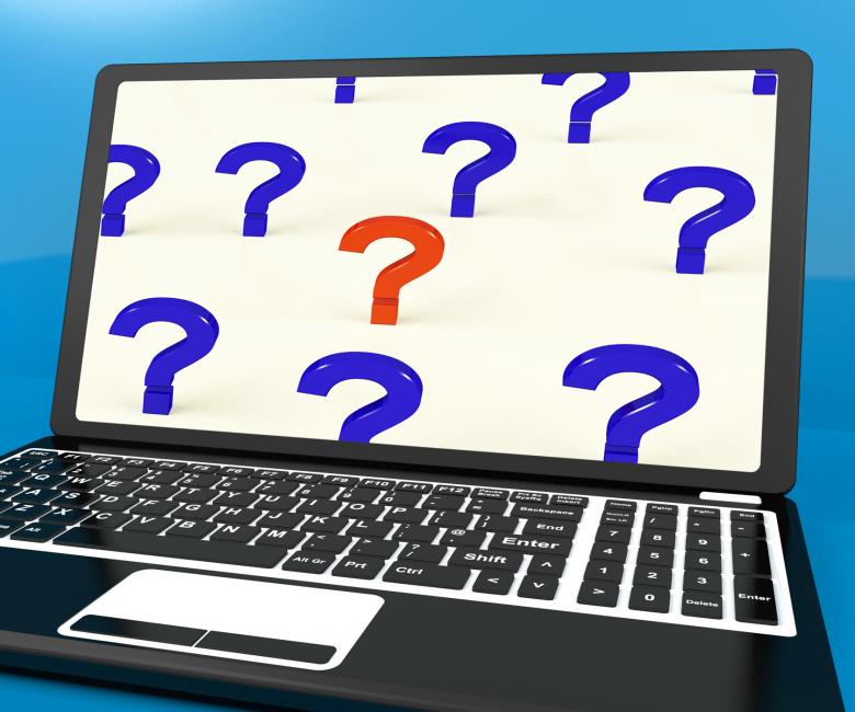 Free stock image of Question Marks On Computer Screen Showing Online Help created by Stuart Miles