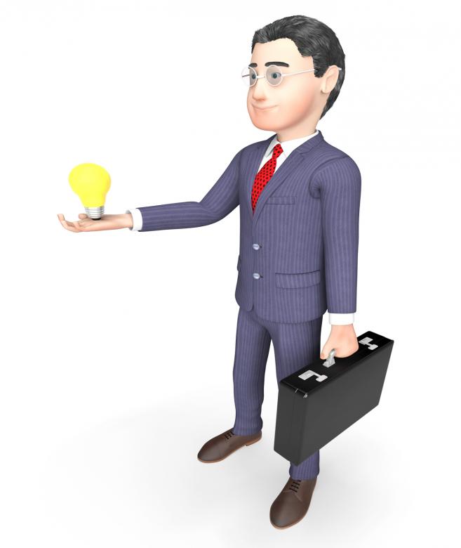 Free stock image of Character Lightbulb Indicates Business Person And Idea 3d Rendering created by Stuart Miles