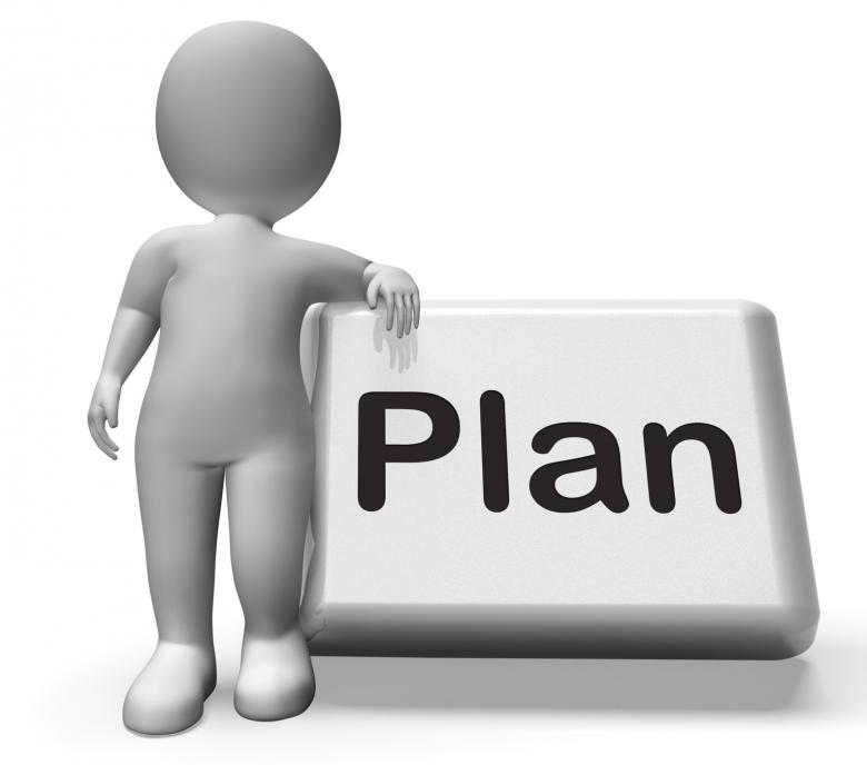 Free stock image of Plan Button With Character Shows Objectives Planning And Organizing created by Stuart Miles