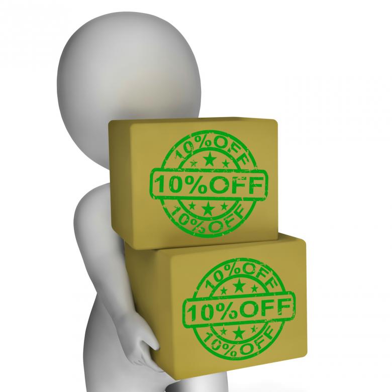 Free stock image of Ten Percent Off Boxes Show 10 Lower Prices created by Stuart Miles