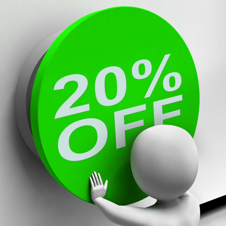 Free stock image of Twenty Percent Off Button Shows 20 Price Reduction created by Stuart Miles