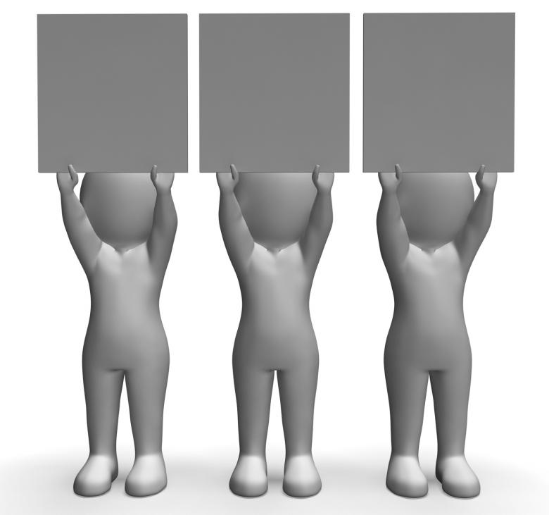 Free stock image of Characters With Three Blank Boards For Message Or Text created by Stuart Miles