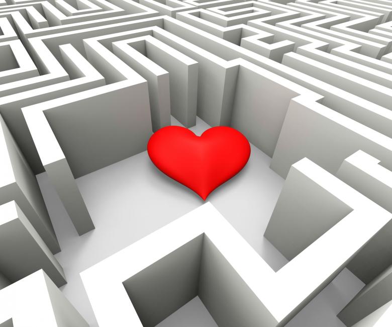 Free stock image of Finding Love Shows Heart In Maze created by Stuart Miles