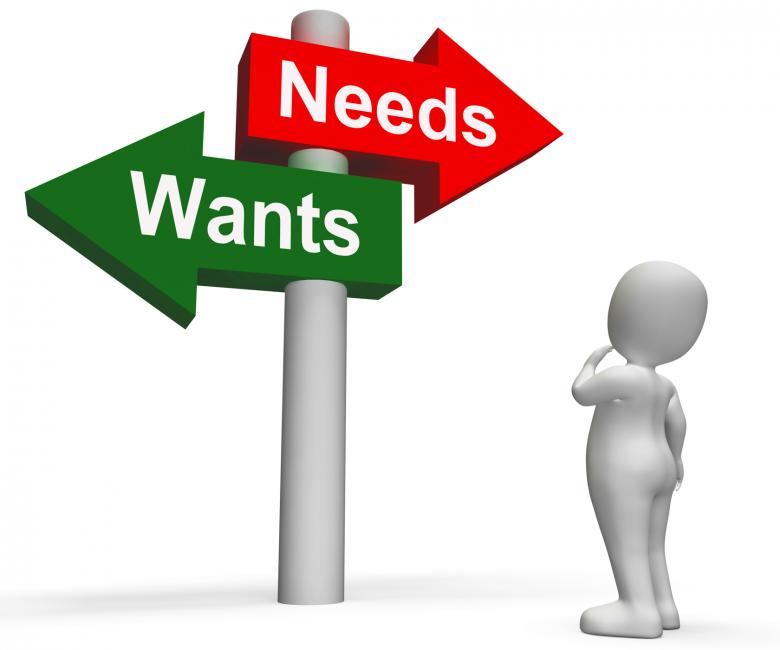 Free stock image of Wants Needs Signpost Shows Materialism Want Need created by Stuart Miles