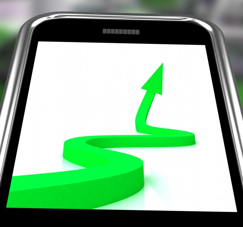 Free stock image of Arrow Pointing Up On Smartphone Showing Progression Report created by Stuart Miles