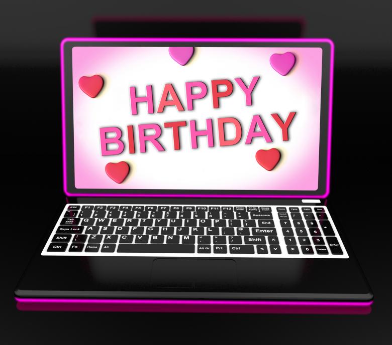 Free stock image of Happy Birthday Message On Computer Shows Internet Greeting created by Stuart Miles