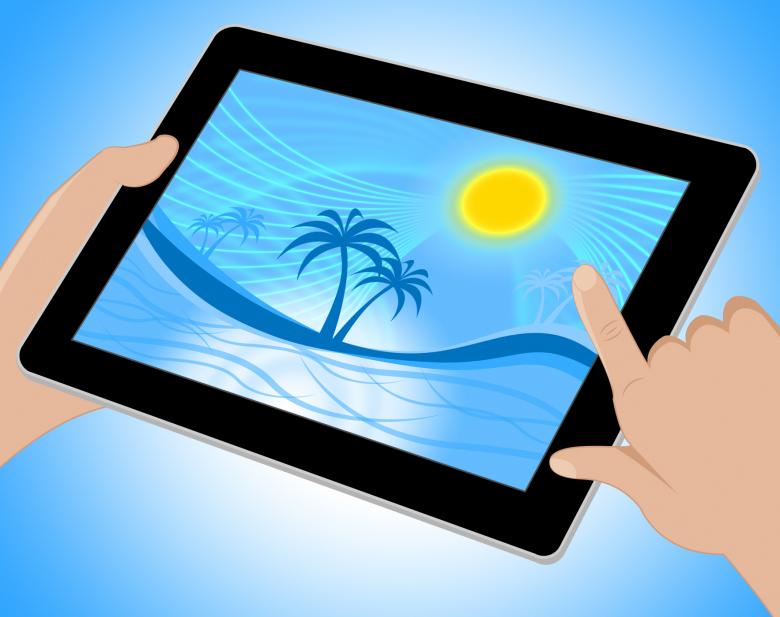 Free stock image of Palm Tree Indicates Tropical Climate And Coastline Tablet created by Stuart Miles
