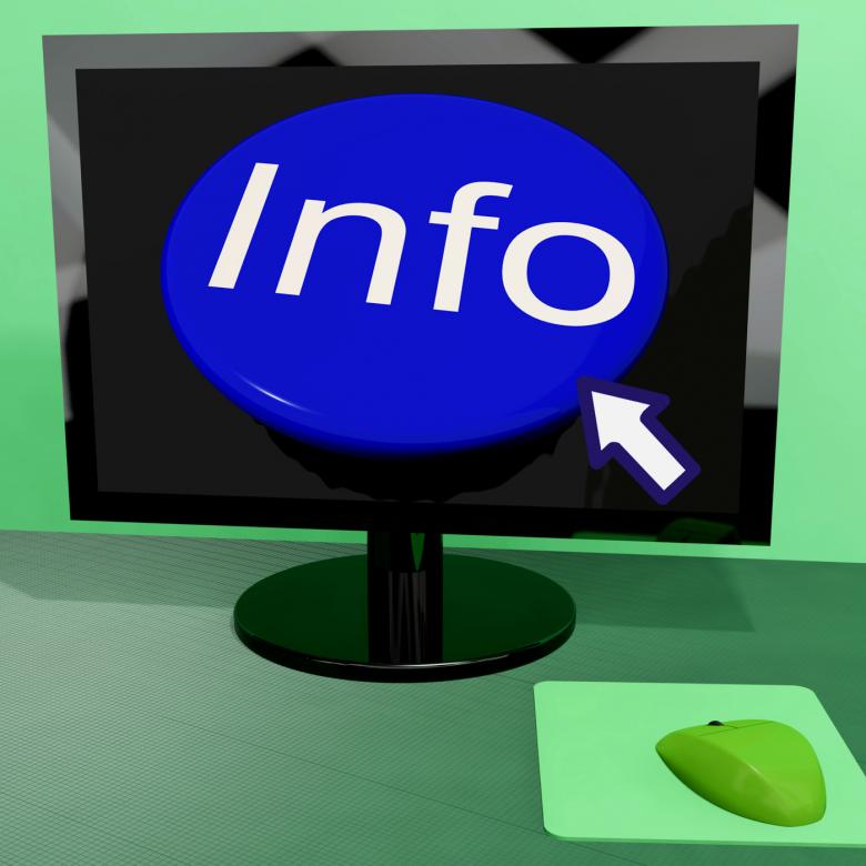 Free stock image of Info Button On Computer Shows Getting Information Online created by Stuart Miles