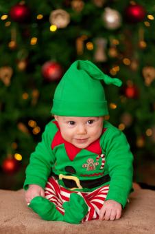 Free Stock Photo of Baby in Green Dress