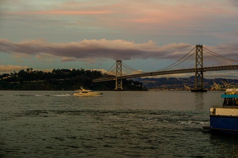 Free stock image of Bay Bridge at Dusk created by Brian