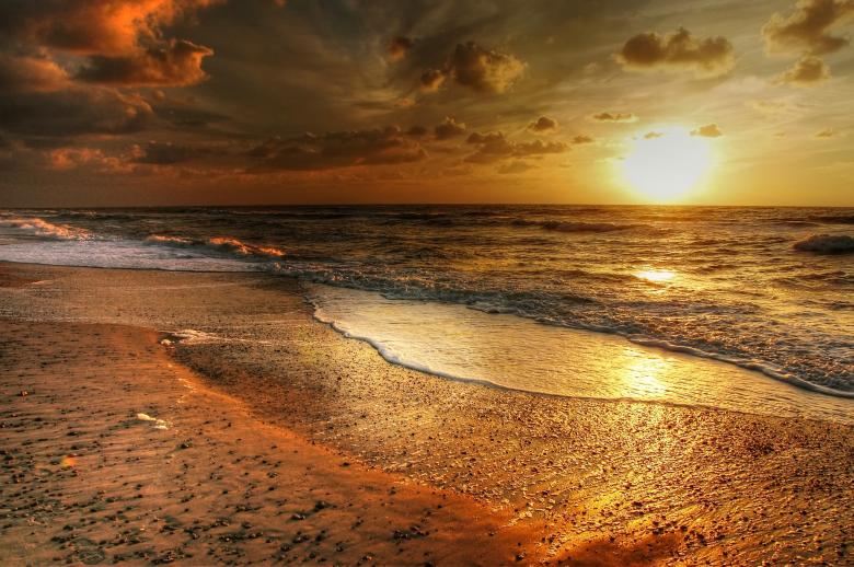 Free stock image of Beach at Sunset created by Pixabay
