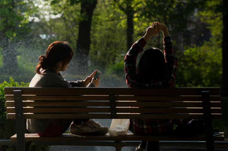 Free stock image of Girls on the Bench created by Pixabay
