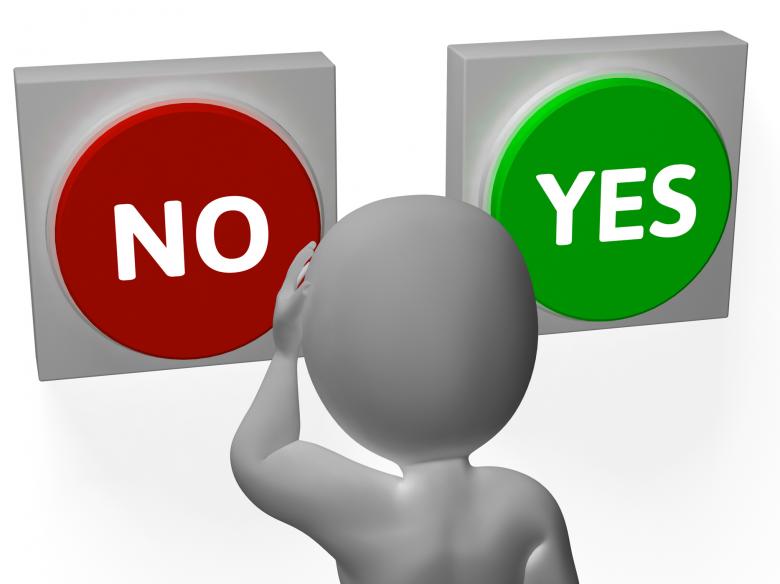 Free stock image of No Yes Buttons Show Rejection Or Granted created by Stuart Miles