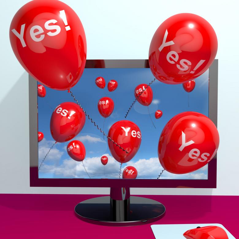 Free stock image of Yes Balloons From A Computer Showing Approval And Support Message Onli created by Stuart Miles
