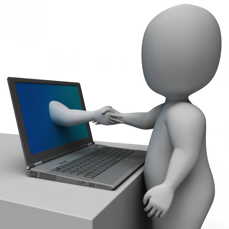 Free stock image of Shaking Hands Through Computer Showing Online Deal created by Stuart Miles