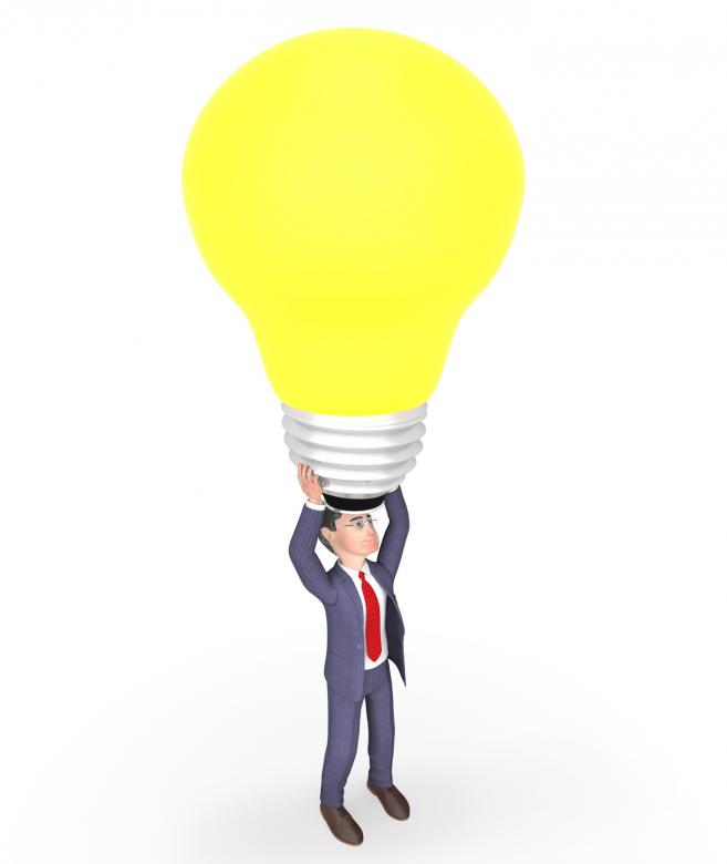Free stock image of Lightbulb Character Represents Power Source And Businessman 3d Renderi created by Stuart Miles
