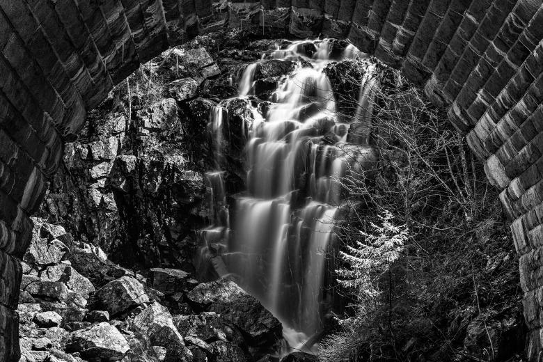 Free stock image of Hadlock Arch Falls - Black & White created by Nicolas Raymond