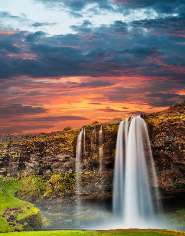 Free stock image of Vibrant Seljalandsfoss Sunset created by Nicolas Raymond