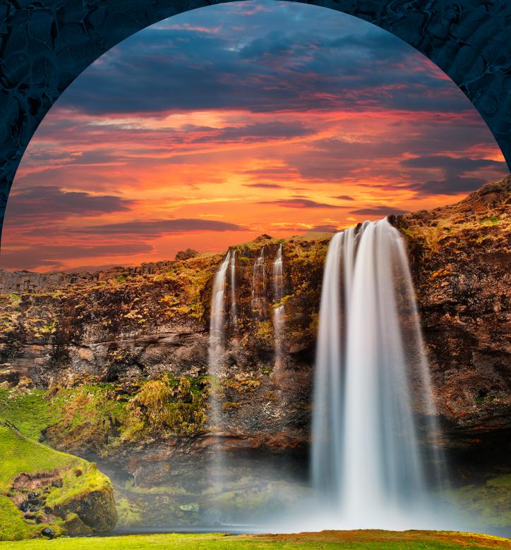 Free stock image of Seljalandsfoss Sunset Fantasy created by Nicolas Raymond