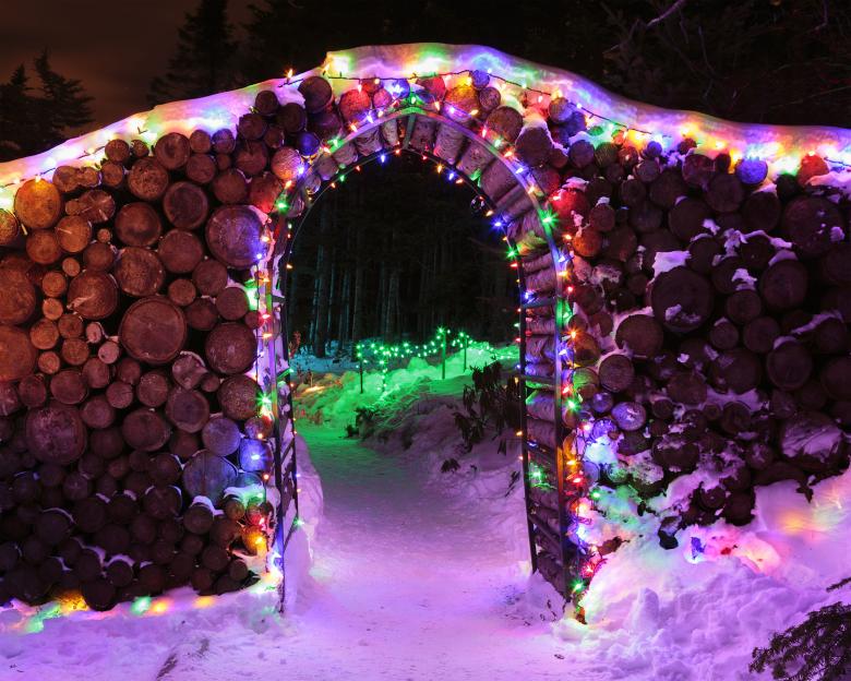 Free stock image of Stone Arch with Christmas Lights created by Geoffrey Whiteway