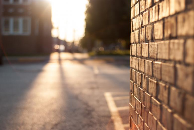Free stock image of Long shadows on the street at sunset created by Steve A Johnson