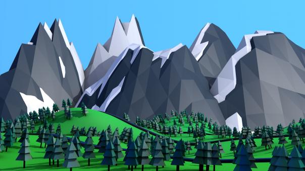 3D Rendering of Mountain Landscape - Free Stock Photo