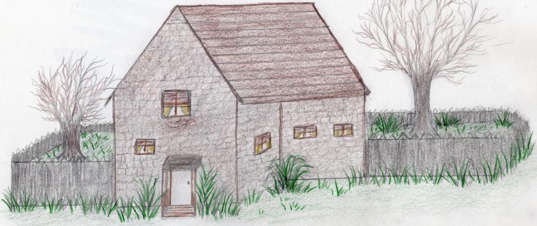 Free stock image of Hand drawn stone house created by rudy liggett